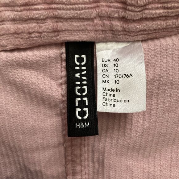 Divided Corduroy Mini Skirt Womens 10 Pastel Pink Button Front Preppy Academia - Picture 3 of 6